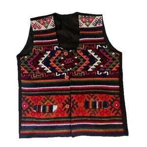 Handmade Wool Southwestern Global Multicolor Vest L